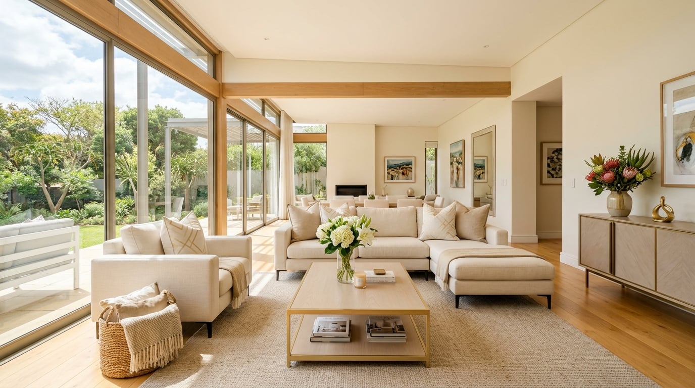 Bright, elegant and immaculately clean modern living room